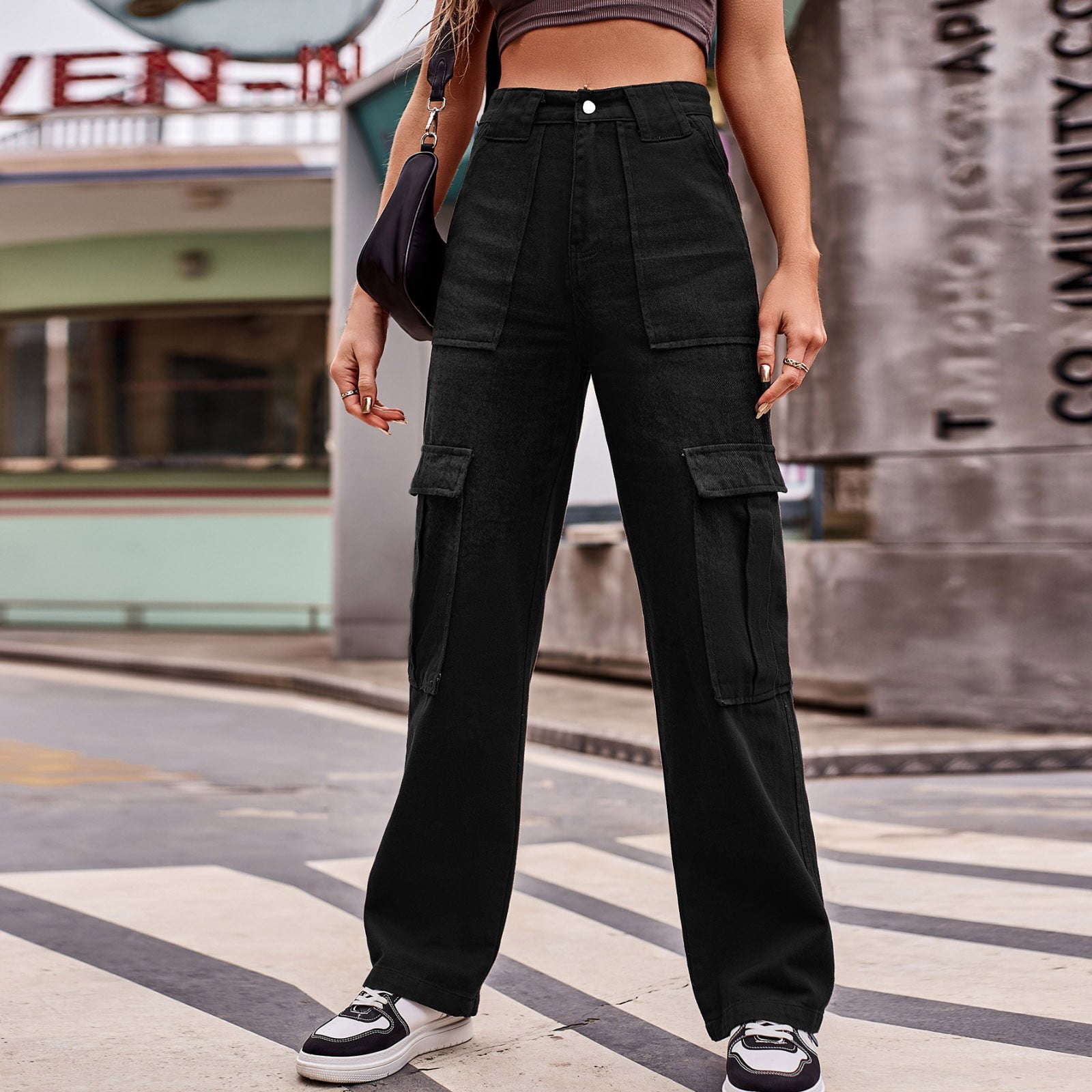 women's cargo pants high waisted