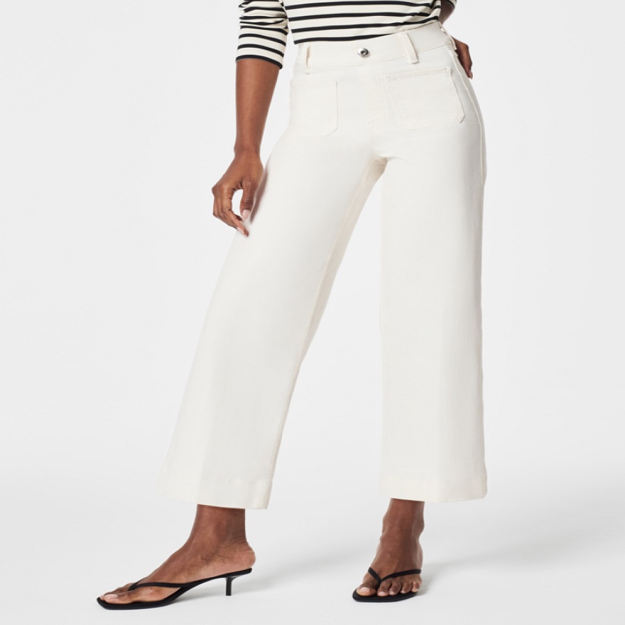 White Wide Leg Cropped Pants