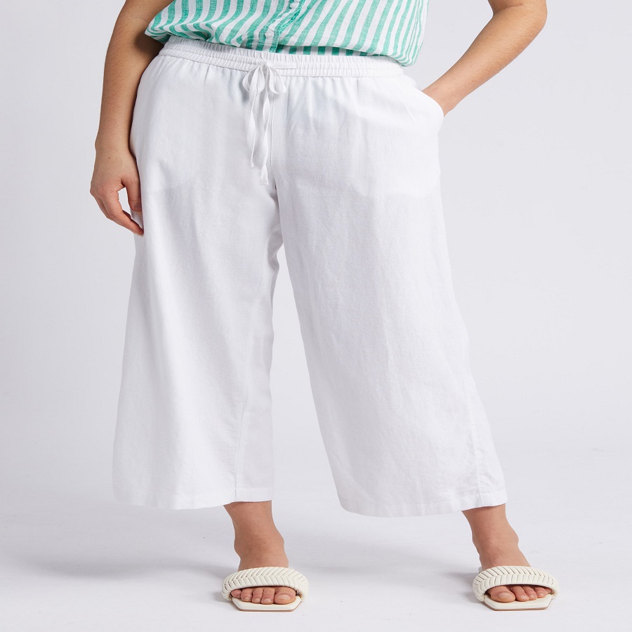 White Wide Leg Cropped Pants